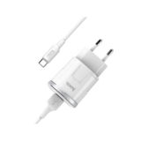 Зарядний пристрій USB 220В Hoco C37A Thunder c Type-C (EU) (1USB, 2.4A) white