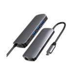 Адаптер Dynamode USB Type-C to HDMI 4K, VGA, 3хUSB3.0, RJ45, USB Type-C Female, SDXC/MicroSD, метал