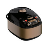 Мультиварка TEFAL MultiCook & Stir RK901F32, 1000Вт, 5л, дисплей, сферическая чаша, 71 программа, жарка, йогурт, выпечка, сыр, функции: отсрочка старта, поддержка температуры, встроенная перемешивающая лопатка, мультиповар, технология Fuzzy Logic, нержавейка/золотой