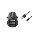 Автомобильное зарядное устр-во USB Grand-X CH02BC, 2.1A, 12-24V, 2 USB 5V/2.1A + USB-micro 2,1A Black