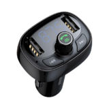 Автомобильное зарядное c FM модулятором CCALL-TM01 Baseus T typed Wireless MP3 charger with car holder Black