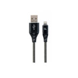 Кабель USB 2.0 Lightning - 1.0 м Cablexpert CC-USB2B-AMLM-1M-BW, для iPhone5, премиум, 2.4А, черный,