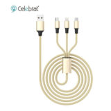 Кабель 2в1 USB 2.0 Micro - 1.2 м Celebrat CB-04 3in1 gold
