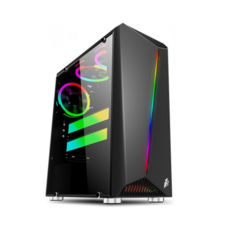  1stPlayer Rainbow-R7 Color LED Black, Window, 3*120 Color LED, ATX,   (6931630200376)
