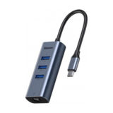 Хаб-юсб 3.1 Type-C Baseus CAHUB-M0G Enjoy, USB3.0*3+RJ45 port, Grey
