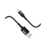 Кабель USB 2.0 Micro - 1.0 м Grand-X FM-03 3A, CU, Fast Сharge, Black, защита - ткан оплетка, BOX
