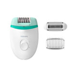 Эпилятор PHILIPS Satinelle Essential BRE245/00, 20 пинцетов, 2 скорости, насадки: бритвенная, гребень, промывной, белый/бирюзовый