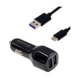 Автомобільний зарядний пристрій Grand-X CH-26TC, 2,1A, 12-24V, 2USB + cable USB -> TypeC, Cu, 1m