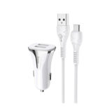 Автомобільний зарядний пристрій Hoco Z31 QC3.0 (2USB 2.4A) c Micro USB white