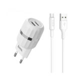 Зарядное устр-во USB 220В Hoco C41A Wisdom c Micro USB EU (2USB 2.4A) white
