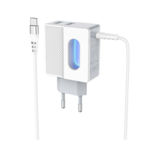 Зарядний пристрій USB 220В Hoco C75 c Type-C (2USB/2.4A) white