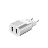Зарядное устр-во USB 220В Hoco C47A EU Metal (2USB, 2.1A) white-grey