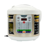 Мультиварка Rotex RMC530-G, 900Вт, 5л, дисплей, антипригарная чаша, 19 программ, жарка, йогурт, выпечка, фритюр, стерилизация, функции: отсрочка старта, поддержка температуры, детское меню, натуральное меню, белый/золото