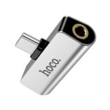 Переходник Hoco LS26 Type-C 2-in-1 audio converter silver