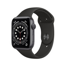  Apple Watch Series 6 44mm GPS Space Gray Aluminum Case Sport Band Black (M00H3)