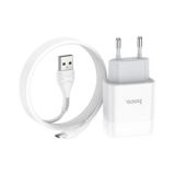 Зарядное устр-во USB 220В Hoco C72A (1USB/2.1A) c Micro USB white