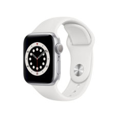 Apple Watch S6 40 mm Silver Aluminum Case Sport Band White MG283