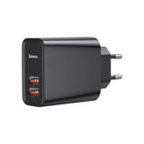 Зарядний пристрій USB 220В Baseus Speed Dual, 2xUSB 5A, QC3.0 Quick charger U+U 30W EU Black (CCFS-E01)