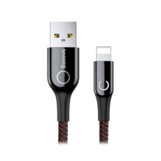  USB 2.0 Lightning - 1.0  Baseus CALCD-01, 2.4A, C-shaped Light Intelligent Power-off Cable, Black