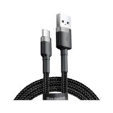 Кабель USB 2.0 Type-C - 0.5 м Baseus Cafule CATKLF-AG1, 3A Gray+Black