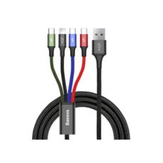  41 USB 2.0 Lightning - 1.2  Baseus CA1T4-B01 Fast (Lightning+Type-C(2)+Micro USB) 3.5A Black