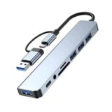 Хаб-юсб Type-C/USB 3.0 SmartGo 8-в-1 4*USB3.0, AUX 3.5mm, Type-C, SD, MicroSD