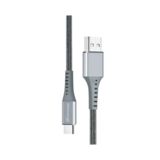 Кабель USB 2.0 Type-C - 1.2 м Grand-X FC-12G 3A, Fast Сharge, Grey товст.нейлон оплетення, преміум B