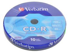 Диск CD-R 10 Bulk VERBATIM 700MB/80min 52X Extra (43725) БН
