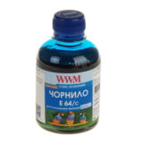 Чернила WWM EPSON L100/110/200/210/300/350/355/550/555, Cyan, 200 г E64/C