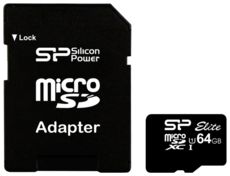  ' 64 GB microSD SILICON POWER Class10 UHS-I Elite R/W:40/15Mb/s (SP064GBSTXBU1V10SP)