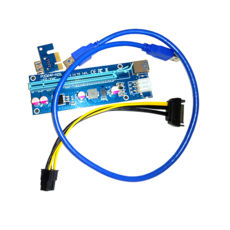  Dynamode RX-riser-006c PCI-E x1 to 16x 60cm USB 3.0 Cable SATA to 6Pin Power v.006C Blue