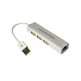 Хаб-юсб 2.0 Dynamode - RJ45 10/100 Мбит/с, 3*USB 2.0-порта, Win/Mac OS X, білий (USB2.0-RJ45-HUB3)