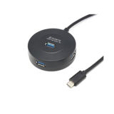 Хаб-ЮСБ Maiwo KH304 Type-C to 4х USB3.0-порту, кабель 30 см, круглий, пластик, без БП, чорний