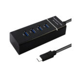 Хаб-юсб Maiwo KH303 Type-C to 4х USB3.0-порта, кабель 29 см, пластик, без БП, черный