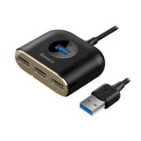 Хаб-юсб 3.0 Baseus CAHUB-AY01 Square round 4 in 1 (USB3.0 TO USB3.0*1+USB2.0*3) 1m Black