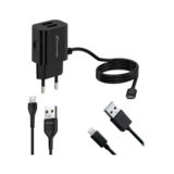 Зарядний пристрій USB 220В Grand-X CH65LT 5V 3,1A 2USB + micro USB + Type C Black + Lightning