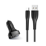 Автомобільний зарядний пристрій Usams NT Travel U35 + Micro USB 1M+C13 2.1A Dual black