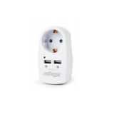 Зарядний пристрій USB 220В EnerGenie EG-ACU2-02 2 USB по 2.1A з наскрізною розеткою