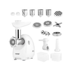 М'ясорубка Zelmer ZMM4050B, 1900Вт, 2.5кг / хв, 3 решітки для фаршу, шнекова соковижималка, насадки терки шинкування, насадка для ковбас, білий