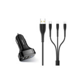 Автомобільний зарядний пристрій Usams NT Travel U35 3IN1 Cable 1M+C13 2.1A Dual black