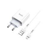 Зарядний пристрiй USB 220В Hoco C81A Asombroso single port charger set(Micro) white