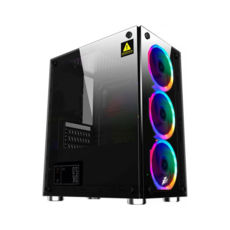  1stPlayer X2-3R1 Color LED Black, Window, 3*120 Color LED, MicroATX,  