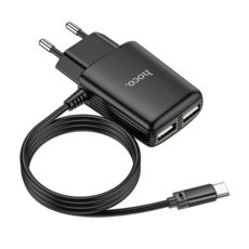   USB 220 Hoco C82A (2USB 2.4A) black   Type C