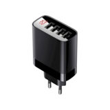 Зарядний пристрій USB 220В Baseus CCJMHB-B01, 4xUSB Mirror Lake Digital Display, 30W (EU) Black