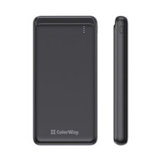   (Power Bank) ColorWay 10000 mAh Slim (USB QC3.0 + USB-C Power Delivery 18W) Black (CW-PB100LPG3BK-PD)