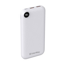   (Power Bank) ColorWay 10000 mAh Slim, LCD, White (CW-PB100LPH2WT-D)