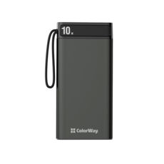   (Power Bank) ColorWay 10000 mAh Metalcase USB QC3.0+USB-C Power 18W) Black (CW-PB100LPI2BK-PDD)