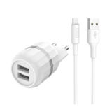 Зарядний пристрій USB 220В Hoco C41A Wisdom c Micro USB (2USB 2.4A) white