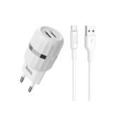 Зарядний пристрій USB 220В Hoco C41A Wisdom c Type-C (2USB 2.4A) white
