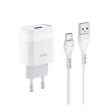 Зарядний пристрій USB 220В Hoco C72A (1USB/2.1A) c Type-C white